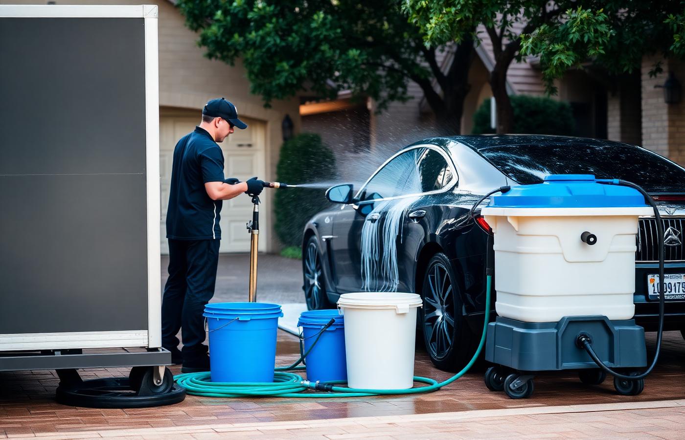 DeeJays Mobile Detail mobile detailing setup at a customer location in Dallas